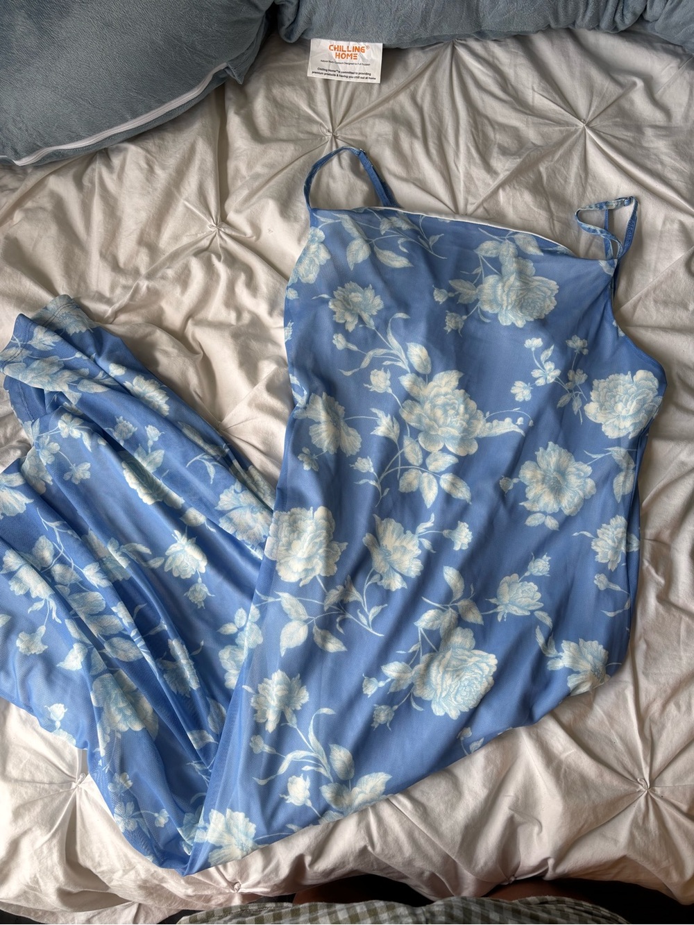 Altar'd State Light Blue Floral Maxi Slip Dress